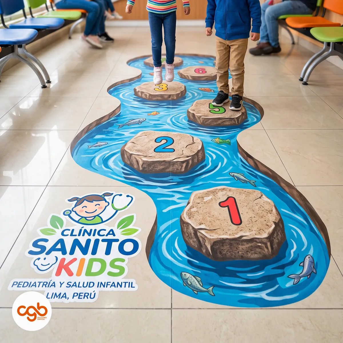 CGB vinil alto tránsito con efecto 3d de juego interactivo para niños