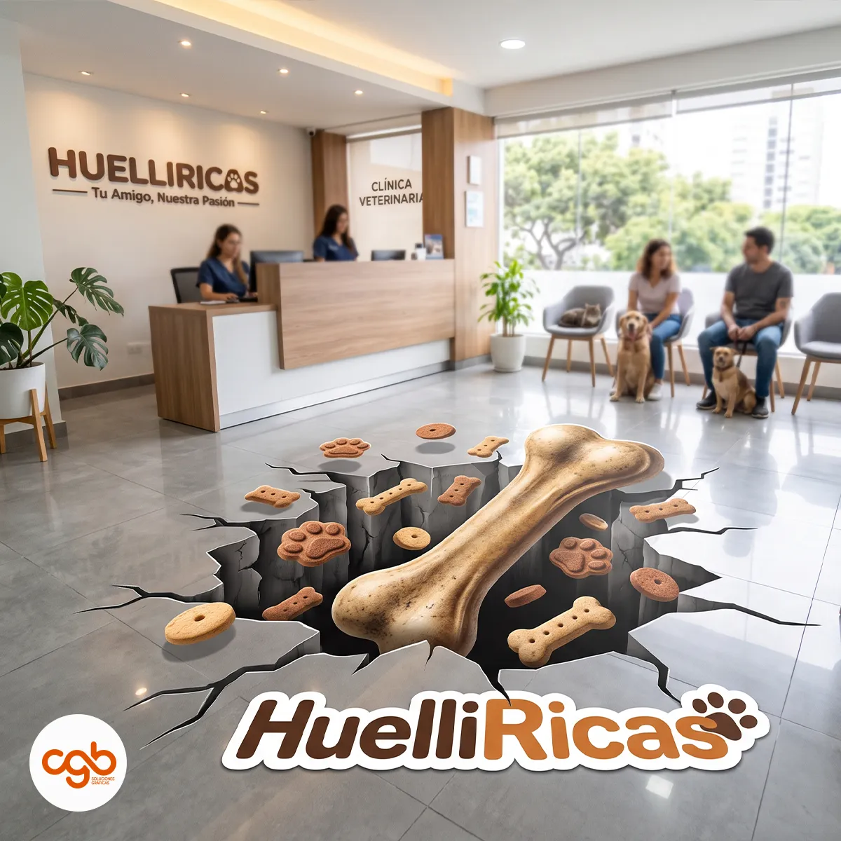 CGB vinil alto tránsito con efecto 3d de snacks para perros
